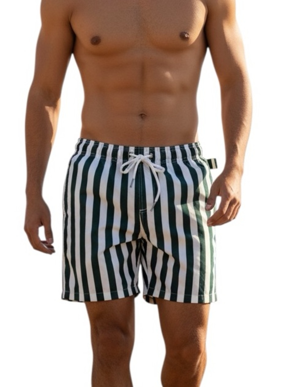 👍Vacay Swimwear Men’s Black/ White Stripe Swimming Trunks